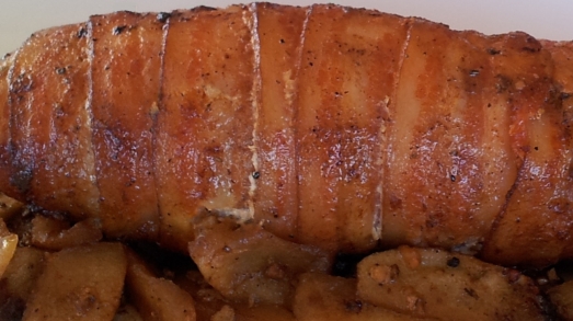 Bacon Wrapped Pork Fillet with Apple