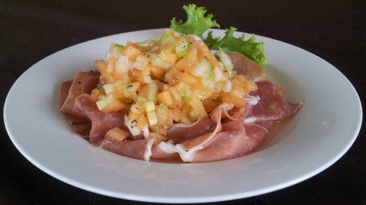 Parma Ham with Sweet Melon & Celery Salsa